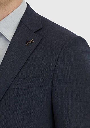 Lacivert Mikro Modern Fit Yün Karışımlı Takım Elbise