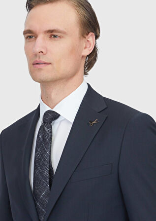 Siyah Mikro Modern Fit Yün Karışımlı Takım Elbise