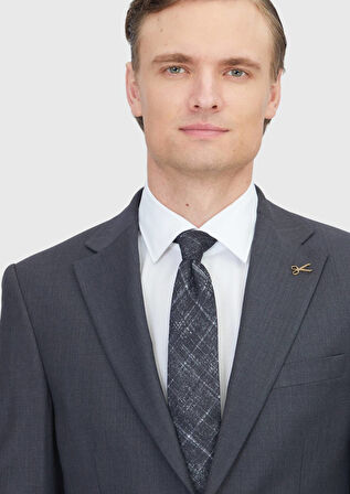 Antrasit Mikro Modern Fit Yün Karışımlı Takım Elbise