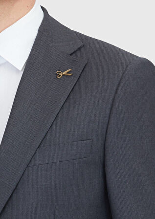 Antrasit Mikro Modern Fit Yün Karışımlı Takım Elbise