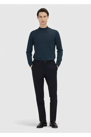 Lacivert Düz Örme Modern Fit Klasik Yün Karışımlı Pantolon