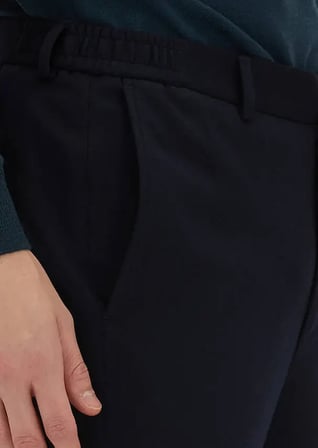 Lacivert Düz Örme Modern Fit Klasik Yün Karışımlı Pantolon