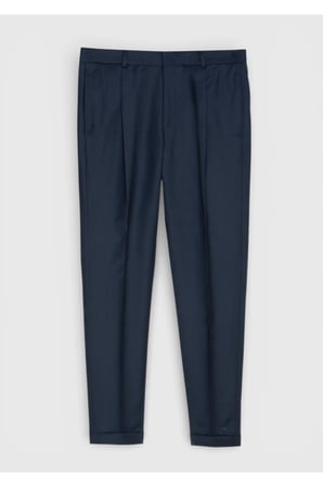 Petrol Dokuma Regular Fit Casual %100 Yün Pantolon