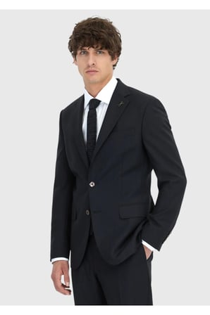 Antrasit Desenli Modern Fit Yün Karışımlı Takım Elbise