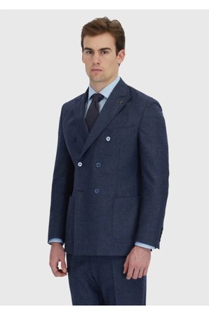 Lacivert Düz Zeroweight Slim Fit Yün Karışımlı Takım Elbise