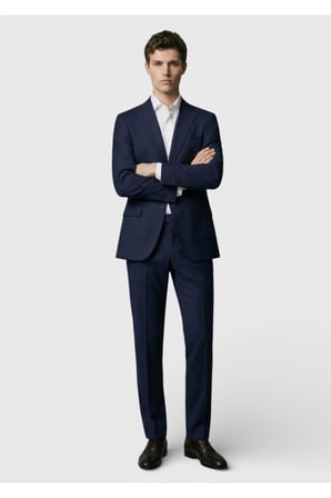 Lacivert Kareli Zeroweight Slim Fit %100 Yün Takım Elbise