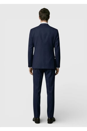 Lacivert Kareli Zeroweight Slim Fit %100 Yün Takım Elbise