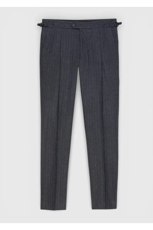 Antrasit Çizgili Dokuma Slim Fit Casual Yün Karışımlı Pantolon