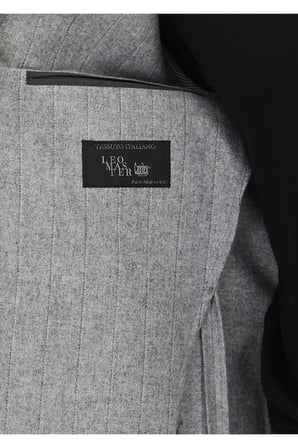 Gri Çizgili Shirt Shoulder Slim Fit Yün Karışımlı Ceket