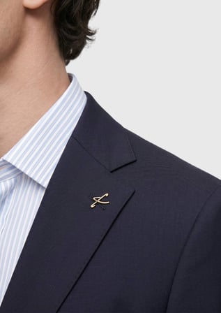 Lacivert Düz Modern Fit  Yün Takım Elbise
