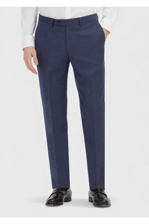 Açık Lacivert Düz Kumaş Regular Fit Klasik %100 Yün Pantolon