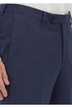 Açık Lacivert Düz Kumaş Regular Fit Klasik %100 Yün Pantolon