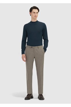 Açık Kahve Düz Kumaş Regular Fit Klasik %100 Yün Pantolon