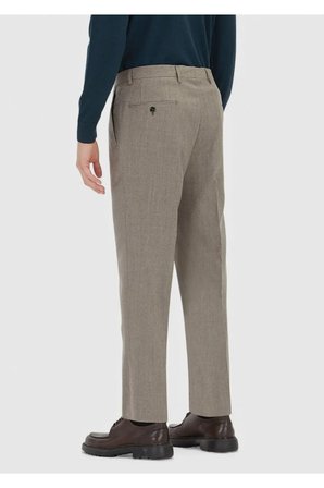 Açık Kahve Düz Kumaş Regular Fit Klasik %100 Yün Pantolon