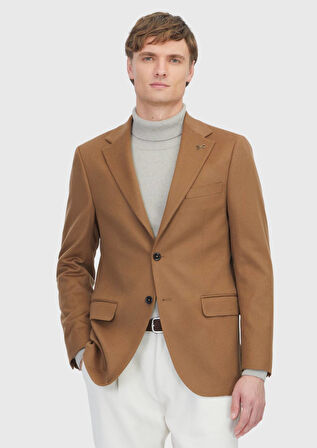Deve Tüyü Düz Regular Fit %100 Kaşmir Ceket