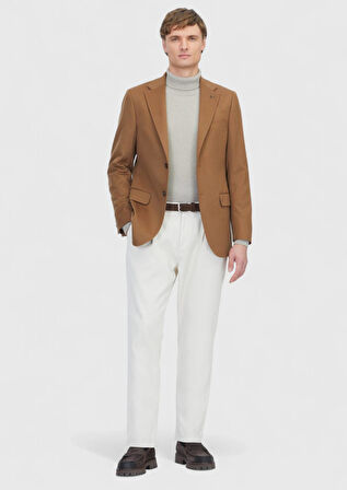 Deve Tüyü Düz Regular Fit %100 Kaşmir Ceket