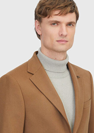 Deve Tüyü Düz Regular Fit %100 Kaşmir Ceket