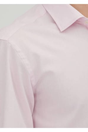 Pembe Regular Fit Dokuma Klasik %100 Pamuk Gömlek