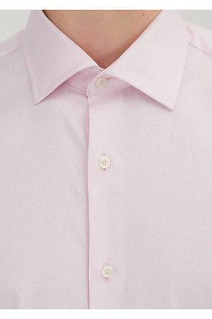 Pembe Regular Fit Dokuma Klasik %100 Pamuk Gömlek