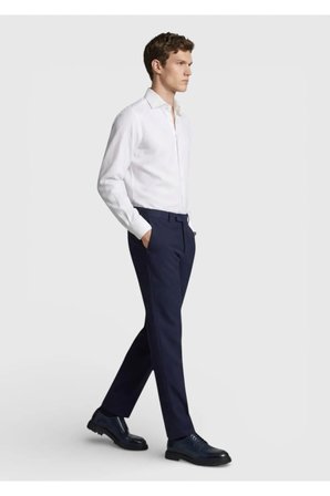 Lacivert Dokuma Modern Fit Klasik %100 Yün Pantolon