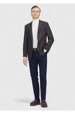Kahverengi Desenli Regular Fit %100 Yün Ceket