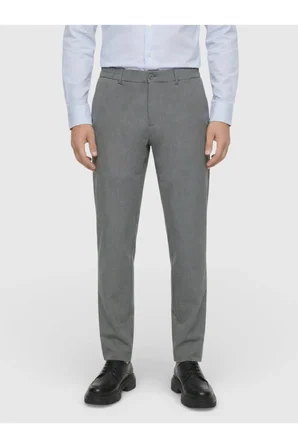 Gri Düz Dokuma Jogging Fit Casual Pantolon