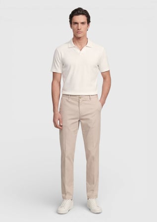 Bej Düz Dokuma Jogging Fit Casual Pamuk Karışımlı Pantolon