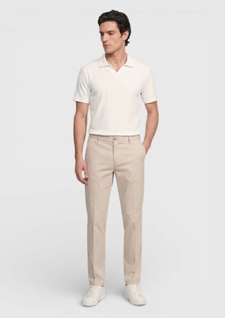 Bej Düz Dokuma Jogging Fit Casual Pamuk Karışımlı Pantolon