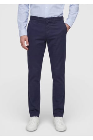 Lacivert Düz Dokuma Regular Fit Casual Pamuk Karışımlı Pantolon