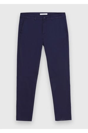 Lacivert Düz Dokuma Regular Fit Casual Pamuk Karışımlı Pantolon