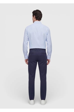 Lacivert Düz Dokuma Regular Fit Casual Pamuk Karışımlı Pantolon