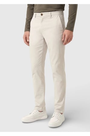 Bej Düz Dokuma Regular Fit Casual Pamuk Karışımlı Pantolon
