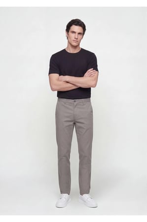 Antrasit Düz Dokuma Regular Fit Casual Pamuk Karışımlı Pantolon