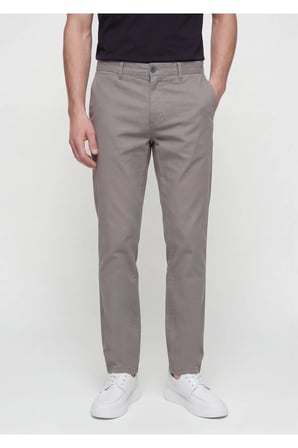 Antrasit Düz Dokuma Regular Fit Casual Pamuk Karışımlı Pantolon