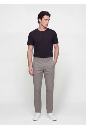 Antrasit Düz Dokuma Regular Fit Casual Pamuk Karışımlı Pantolon