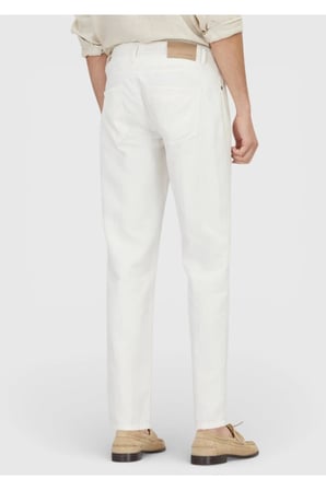 Ekru Düz Denim Regular Fit Casual Pamuk Karışımlı Pantolon