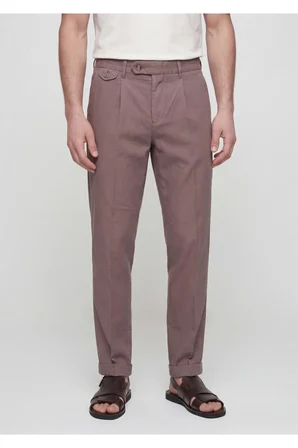 Mürdüm Düz Dokuma Relaxed Fit Casual Pamuk Karışımlı Pantolon