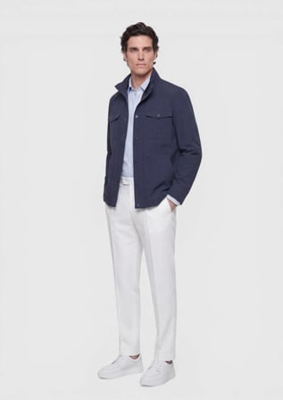 Lacivert Regular Fit Gizli Kapüşon Casual Teknik Mont