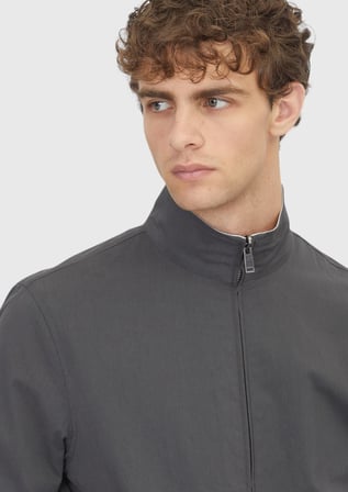 Antrasit Regular Fit Dik Yaka Casual Teknik Çift Taraflı Mont