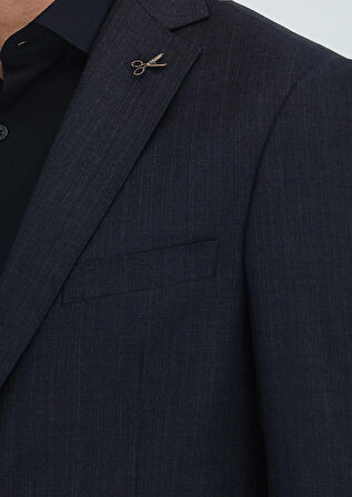 Siyah Düz Regular Fit %100 Yün Takım Elbise