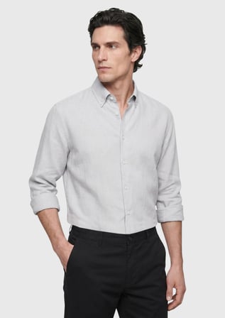 Taş Düz Regular Fit Uzun Dokuma Casual Pamuk Karışımlı Gömlek