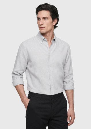 Taş Düz Regular Fit Uzun Dokuma Casual Pamuk Karışımlı Gömlek