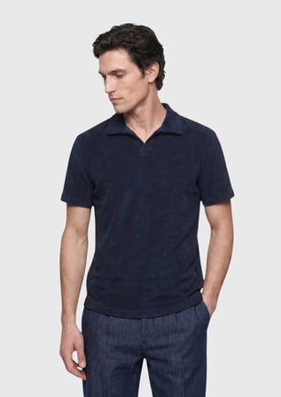 Lacivert Düz Pamuk Karışımlı T-Shirt