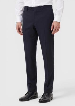 Lacivert Düz Dokuma Regular Fit Klasik Yün Karışımlı Pantolon