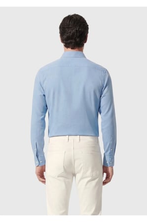 Mavi Düz Casual Fit Uzun Dokuma Casual %100 Pamuk Gömlek