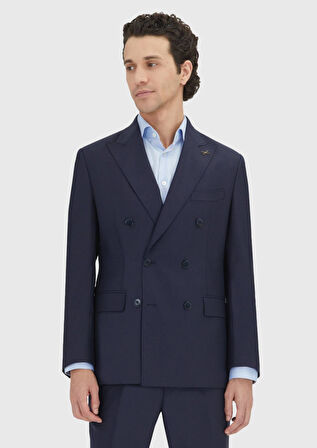 Lacivert Düz Zeroweight Slim Fit %100 Yün Takım Elbise