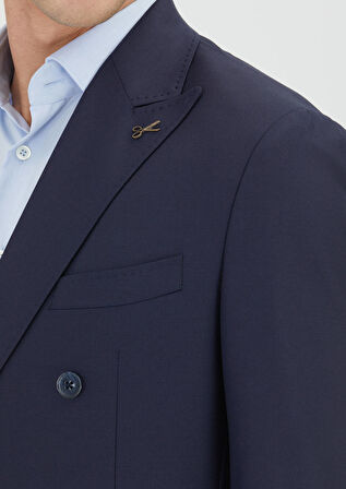 Lacivert Düz Zeroweight Slim Fit %100 Yün Takım Elbise