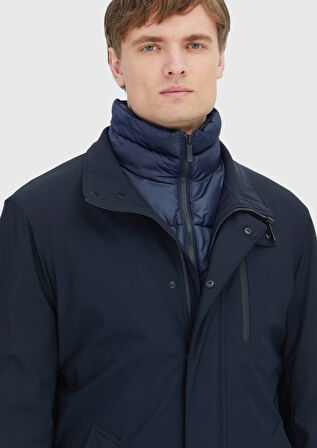 Lacivert Dik Yaka Casual Dokuma Kaban