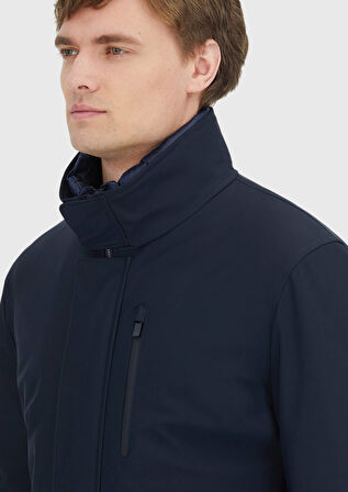 Lacivert Dik Yaka Casual Dokuma Kaban