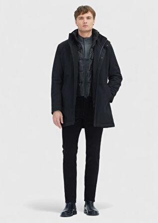 Siyah Dik Yaka Casual Dokuma Kaban